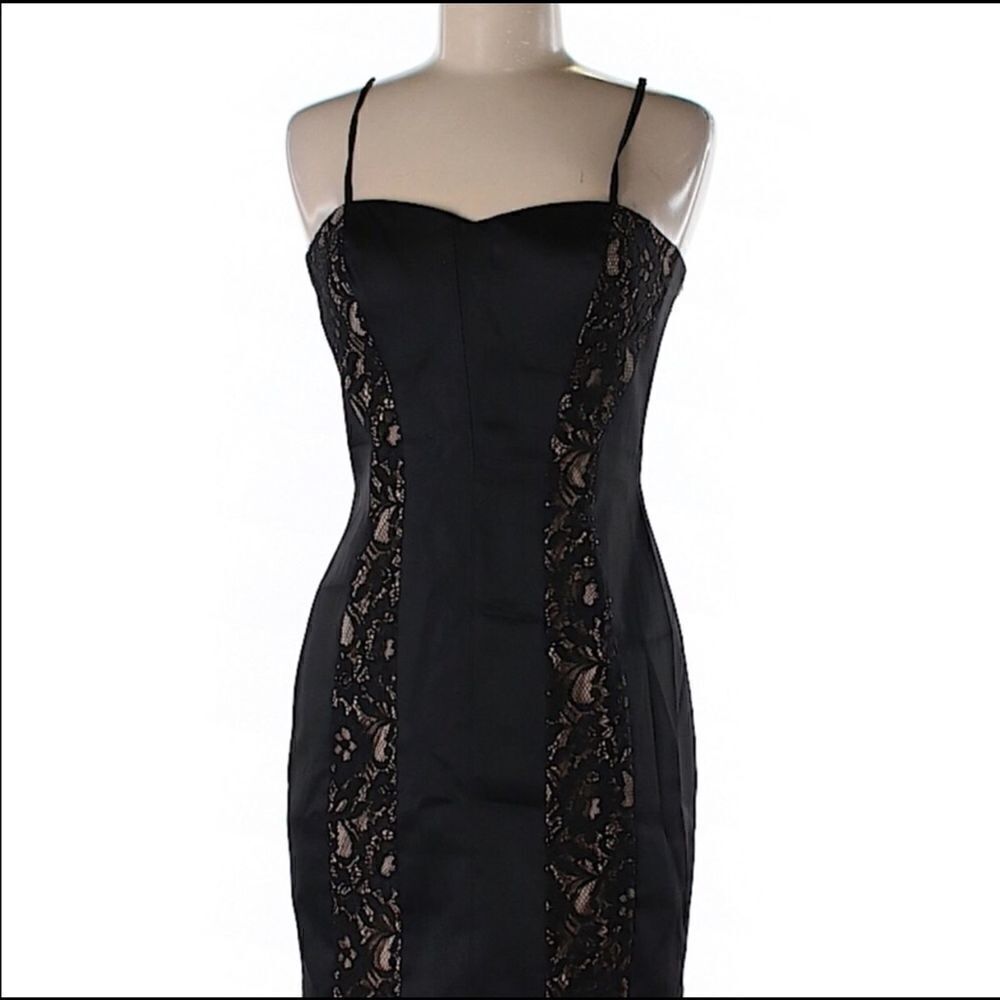 Aidan Mattox body-con Black satin & lace dress